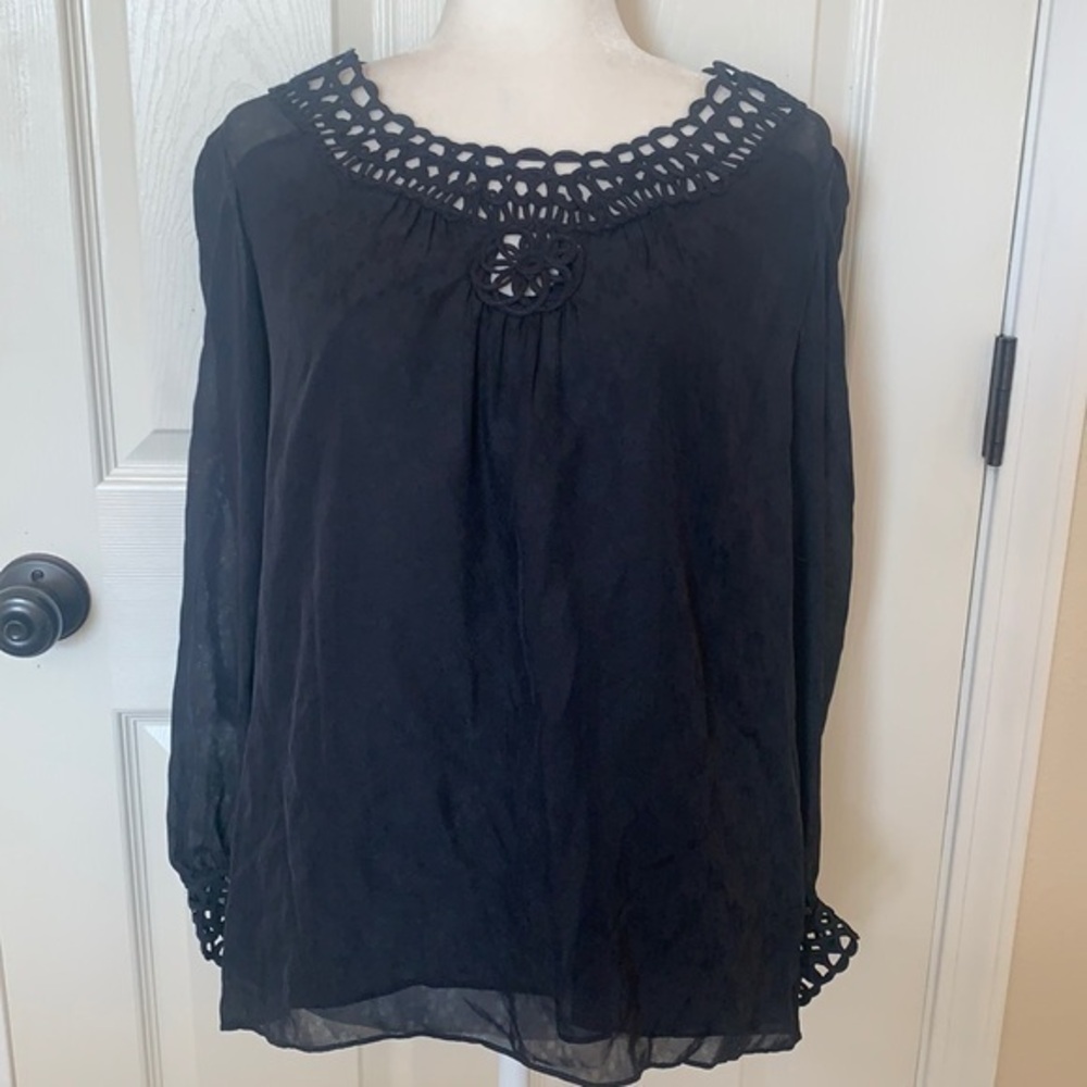 Milly of New York long sleeve silk boho top